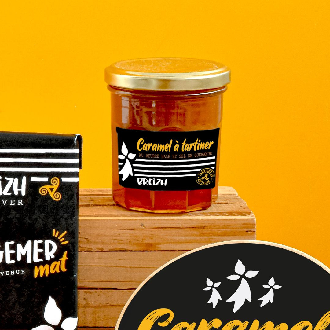 Achat Pot en verre drapeau breton caramel à la fleur de sel de Bretagne à tartiner en ligne 2 
