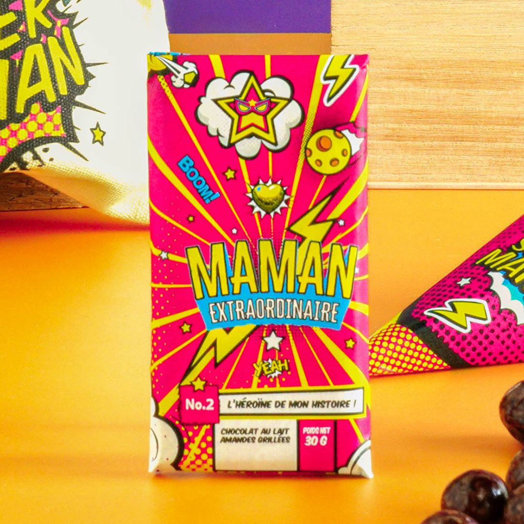 Achat Tablette Maman Extraordinaire chocolat lait amandes grillés en ligne 3 