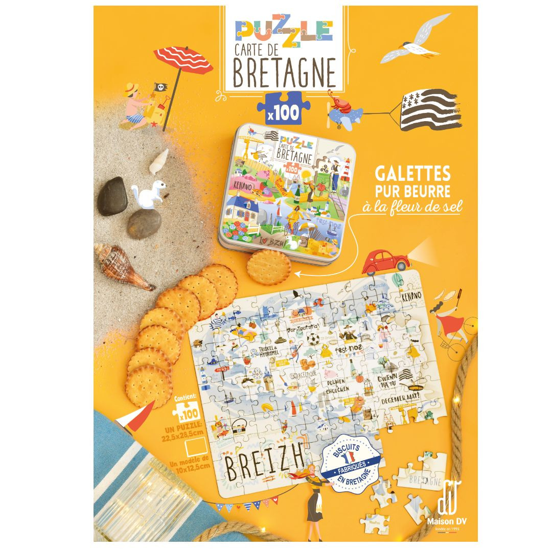 Achat Affiche A4 puzzle carte de Bretagne en ligne 1 