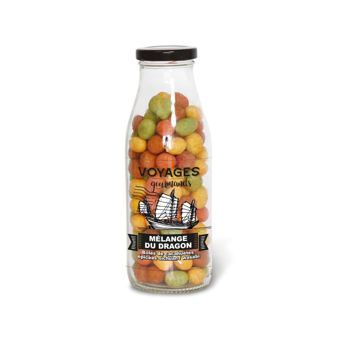 Achat Bouteille en verre voyages gourmands billes de cacahuètes épicées sichuan et wasabi en ligne 1 