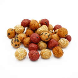 Bouteille en verre voyages gourmands billes de cacahuètes enrobées sésame et soja