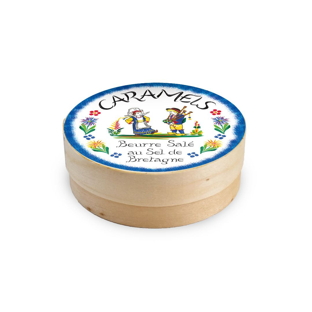 Achat Grande boîte en bois faïence caramels au beurre salé et à la fleur de sel de Bretagne en ligne 1 
