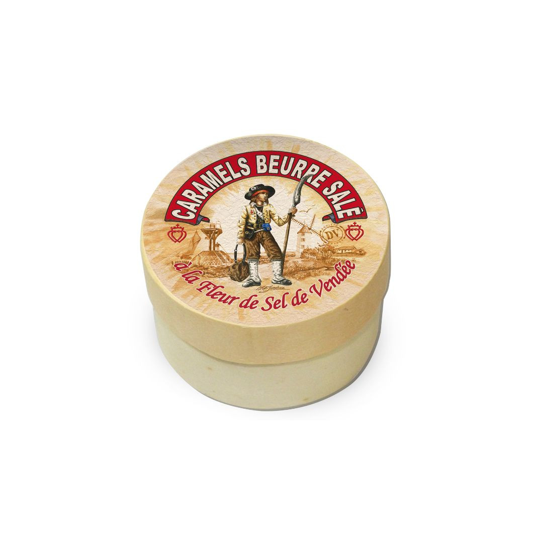 Achat Boîte ronde en bois Vendée chouan caramels au beurre salé et à la fleur de sel de Vendée en ligne 1 