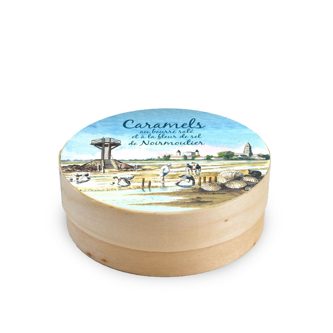 Achat Boîte ronde en bois passage du gois caramels au beurre salé et à la fleur de sel de Noirmoutier en ligne 1 