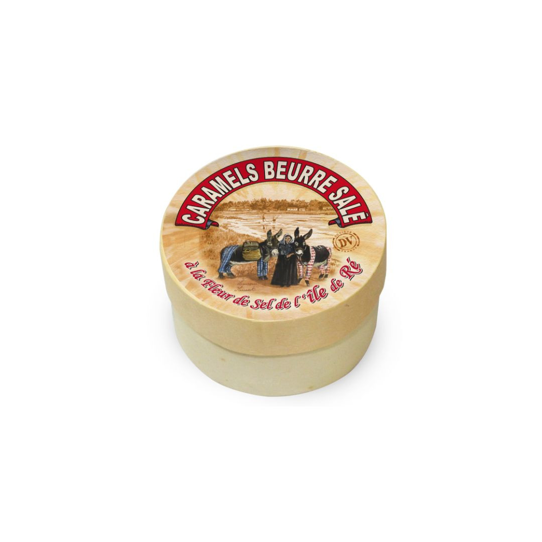 Achat Boîte ronde en bois ânes caramels au beurre salé et à la fleur de sel de l'île de Ré en ligne 1 
