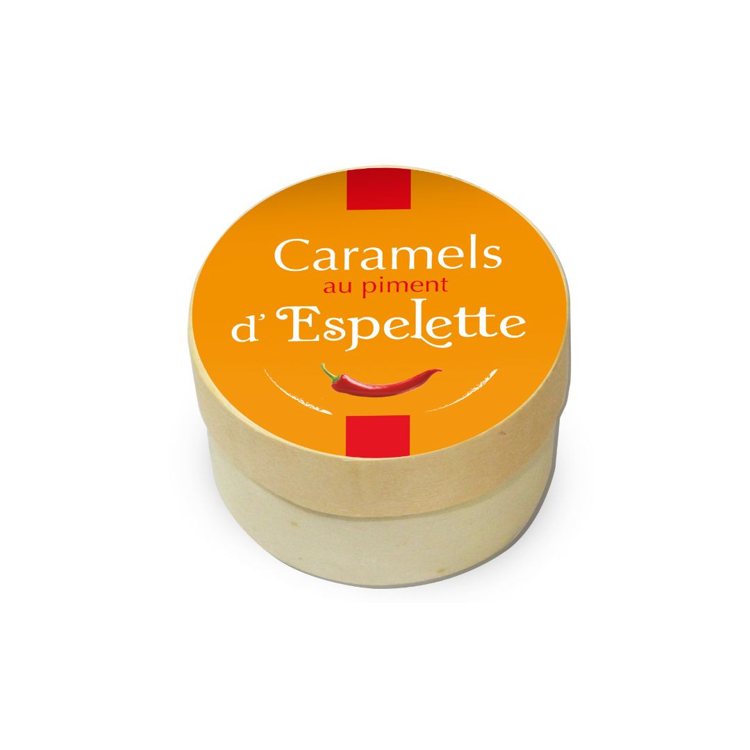 Achat Boîte ronde en bois caramels au piment d'Espelette en ligne 1 