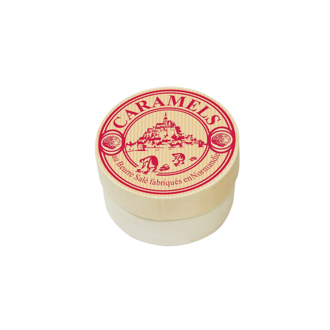 Achat Boîte ronde en bois Mont-Saint-Michel kraft rouge caramels fabriqués en Normandie en ligne 1 