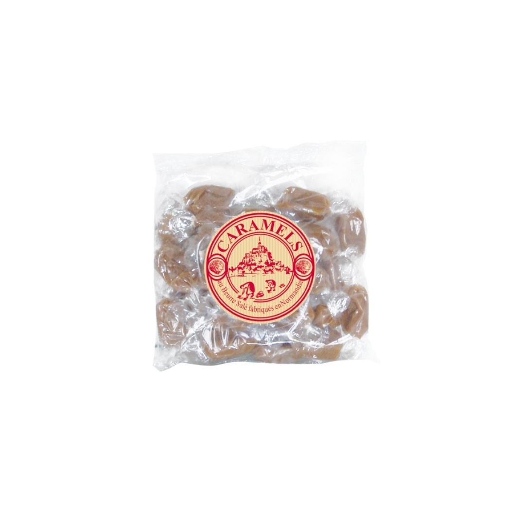 Achat Sachet coussin Mont-Saint-Michel kraft rouge caramels au beurre salé fabriqués en Normandie en ligne 1 
