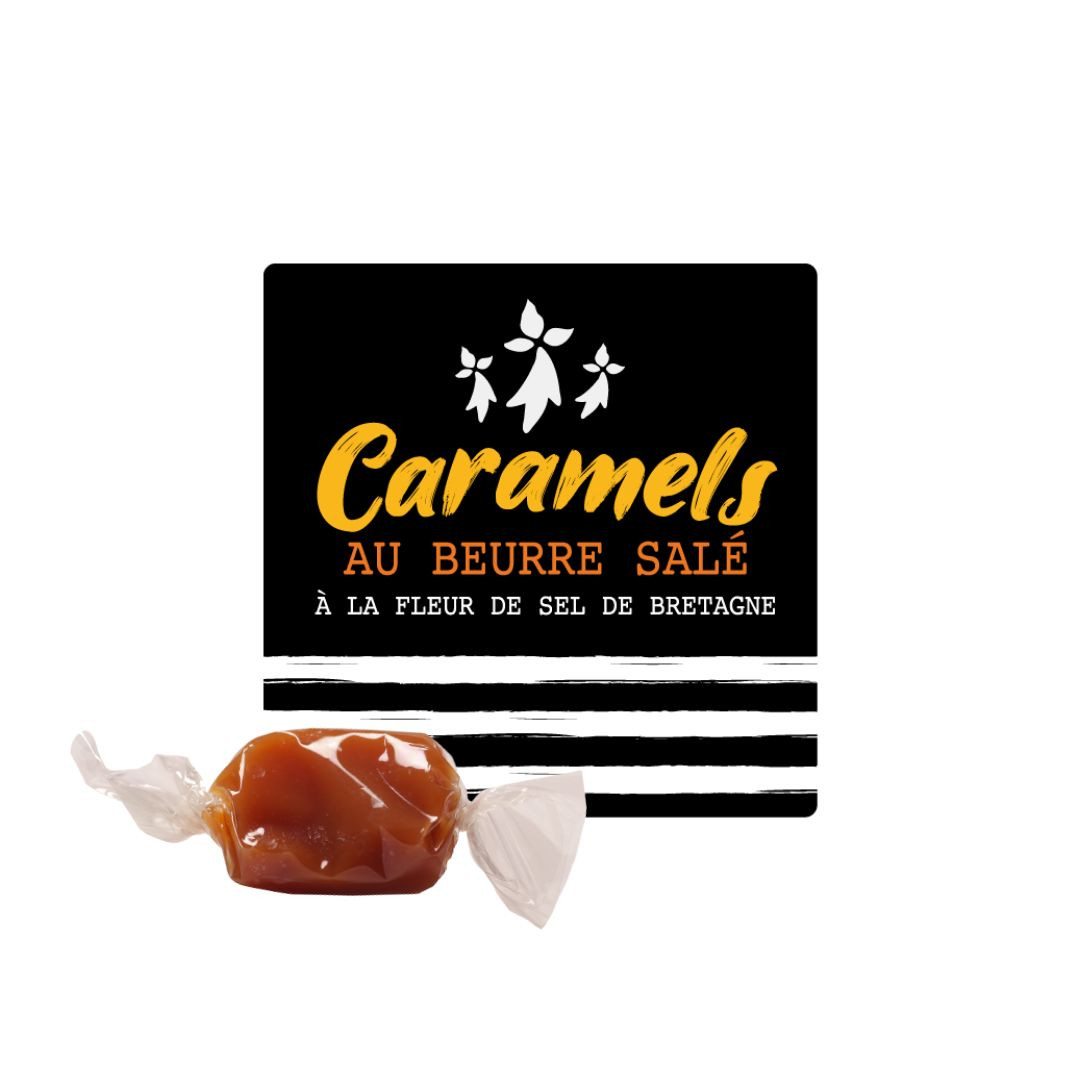 Achat Vrac Caramels au beurre salé et à la fleur de sel de Guérande + étiquette carrée drapeau breton en ligne 1 