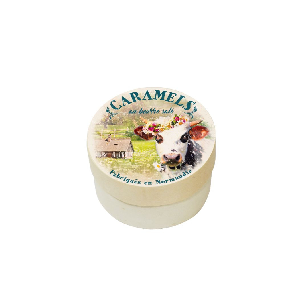 Achat Boîte ronde en bois Normandie vintage caramels au beurre salé fabriqués en Normandie en ligne 1 