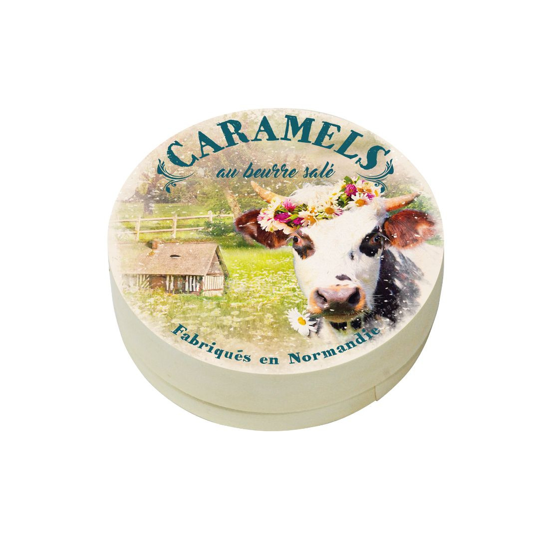 Achat Boîte ronde en bois Normandie vintage caramels au beurre salé fabriqués en Normandie en ligne 1 