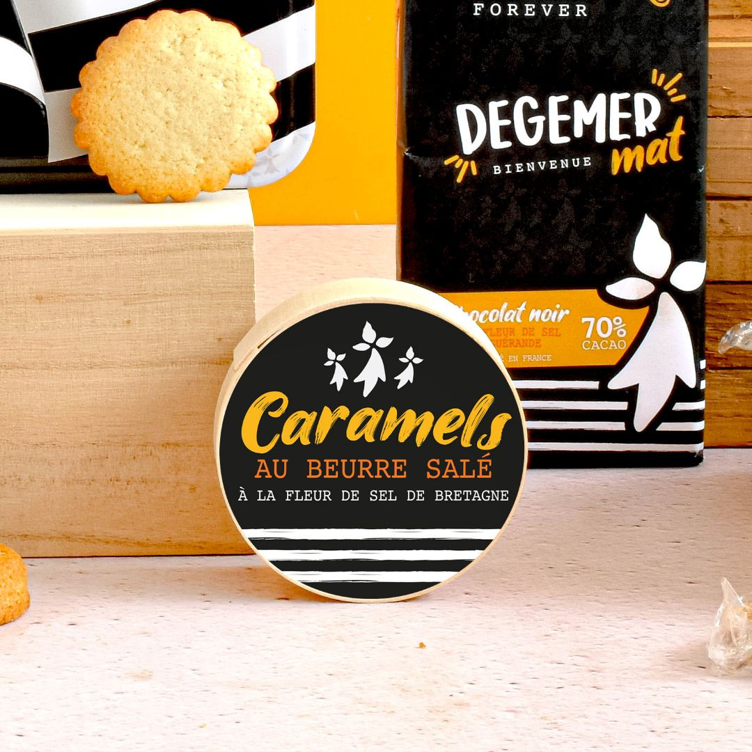 Achat Petite boîte en bois drapeau breton caramels au beurre salé et à la fleur de sel de Bretagne en ligne 3 