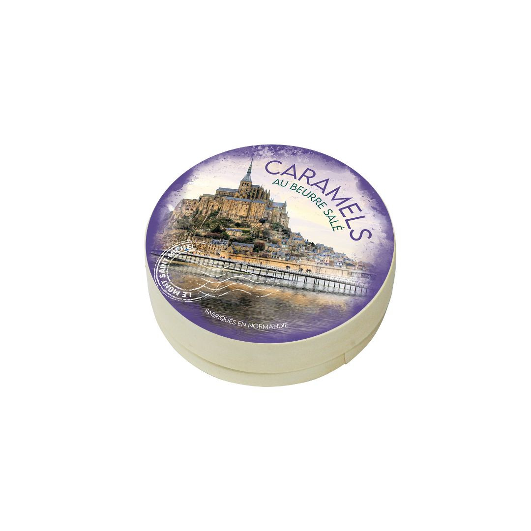 Achat Boîte ronde en bois Mont-Saint-Michel merveille de l'occident bois caramels au beurre salé fabriqué en Normandie en ligne 1 