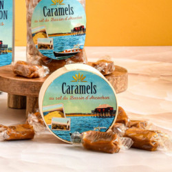 Boîte ronde en bois caramels au sel du bassin d'Arcachon