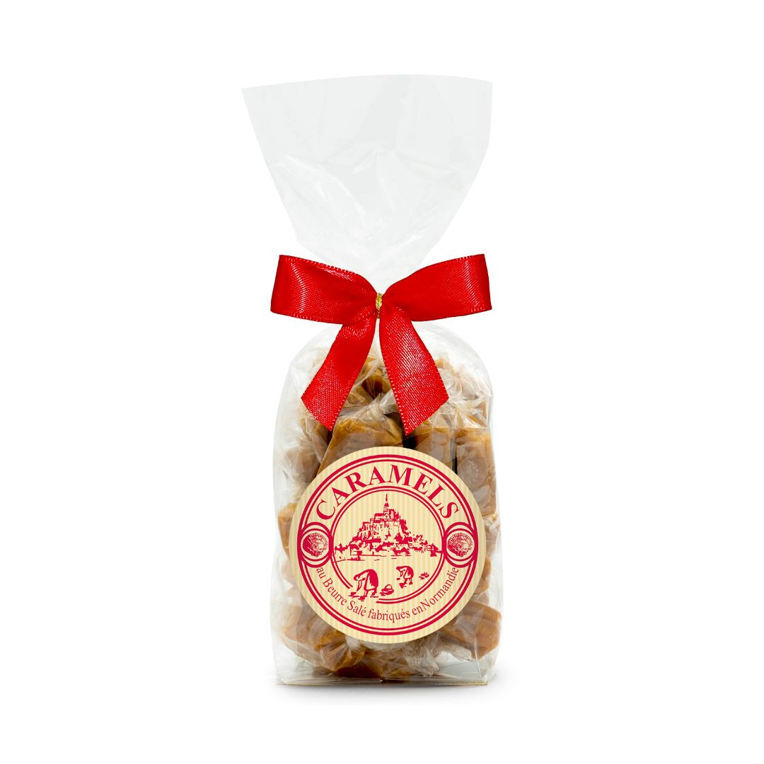 Achat Sachet Mont-Saint-Michel kraft rouge caramels au beurre salé fabriqués en Normandie en ligne 1 