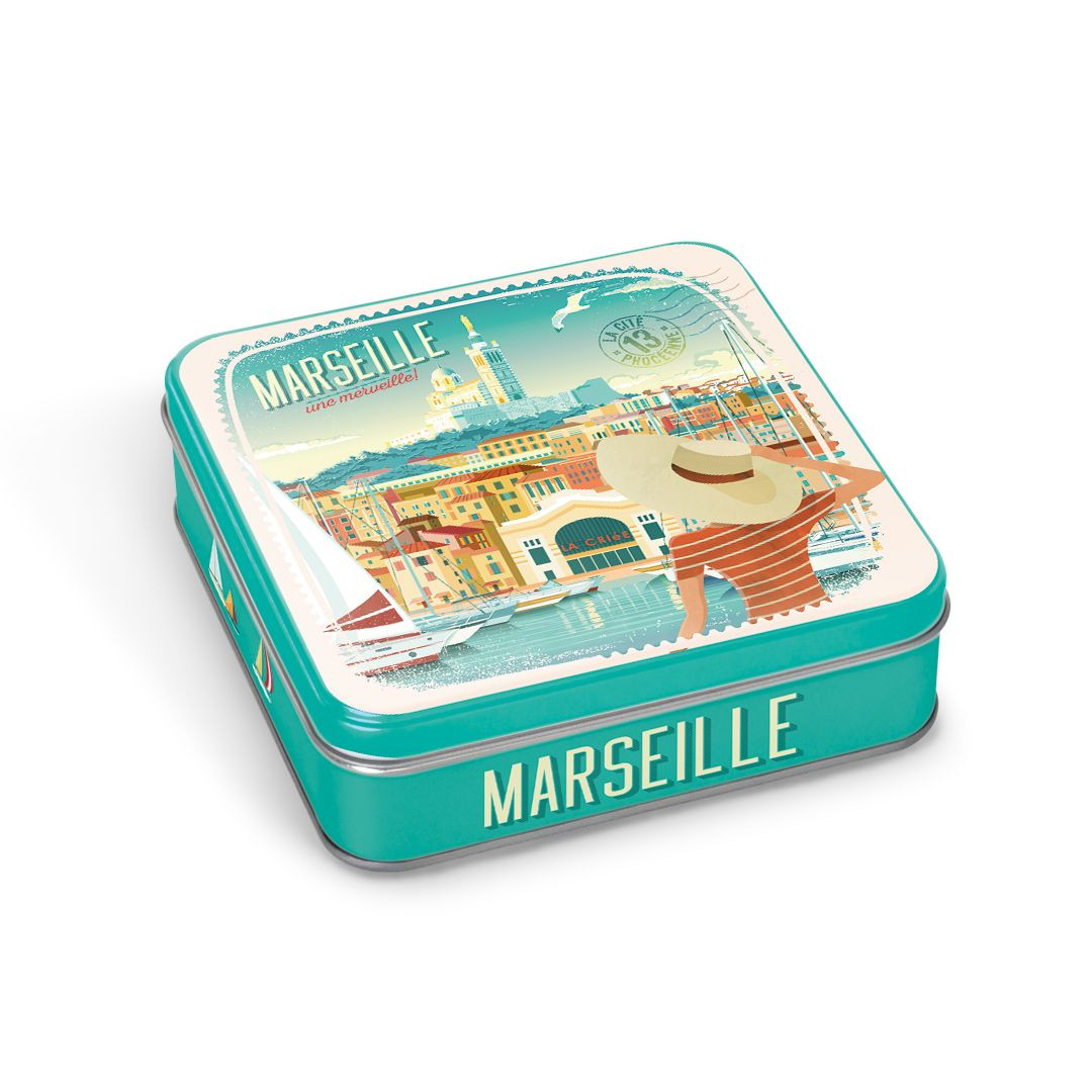 Achat Boîte carrée Marseille une merveille caramels beurre salé et fleur de sel de Camargue en ligne 1 