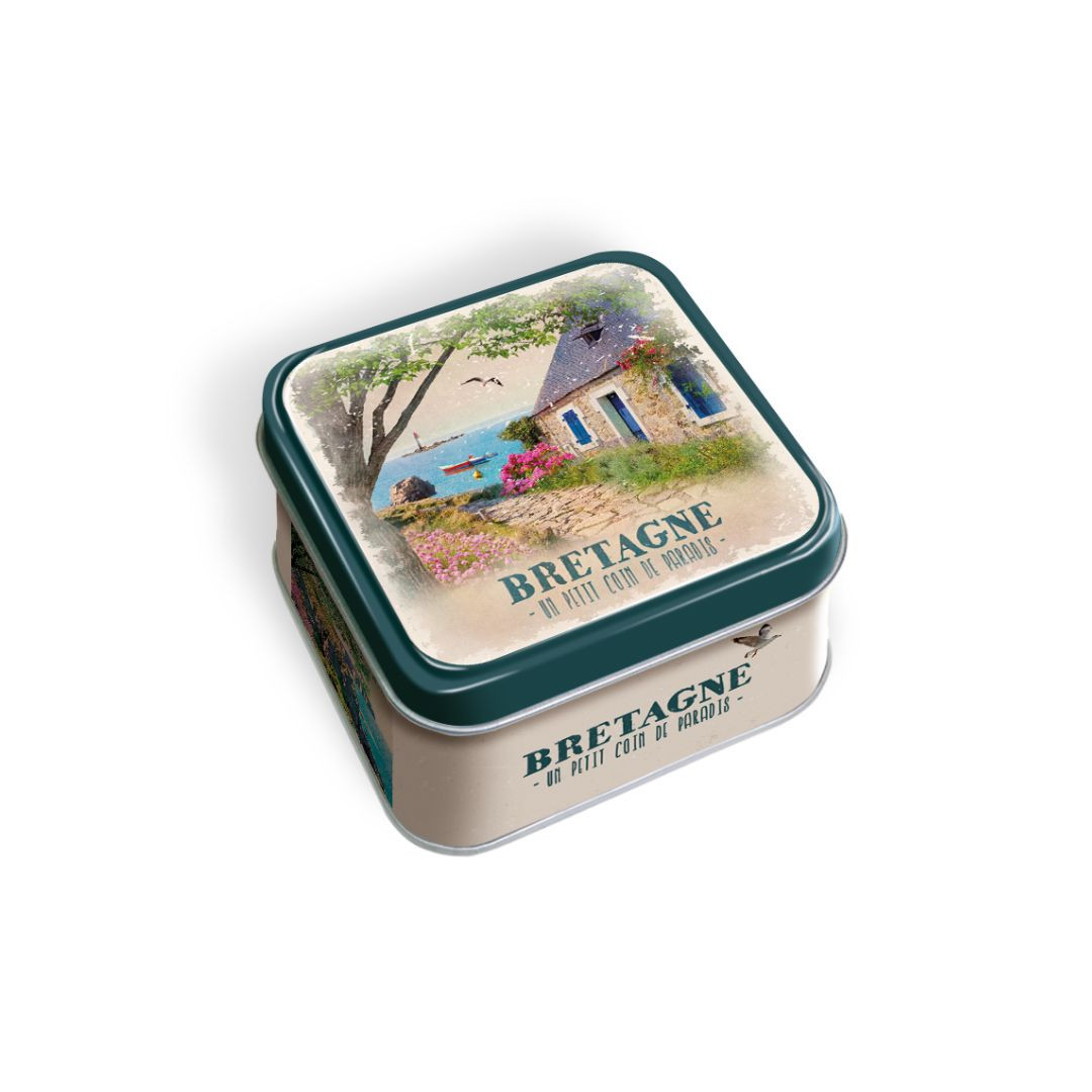 Achat Boîte mini carrée Bretagne vintage caramels au beurre salé et à la fleur de sel de Bretagne en ligne 1 