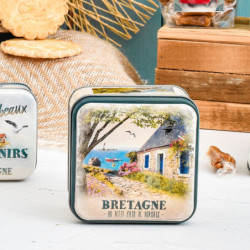 Boîte mini carrée Bretagne vintage caramels au beurre salé et à la fleur de sel de Bretagne