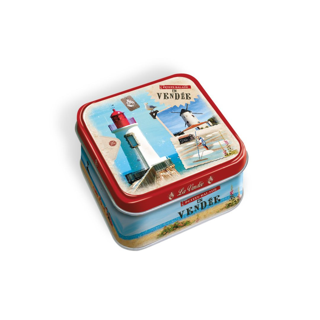 Achat Boîte mini carrée Vendée vintage caramels au beurre salé et à la fleur de sel de Vendée en ligne 1 