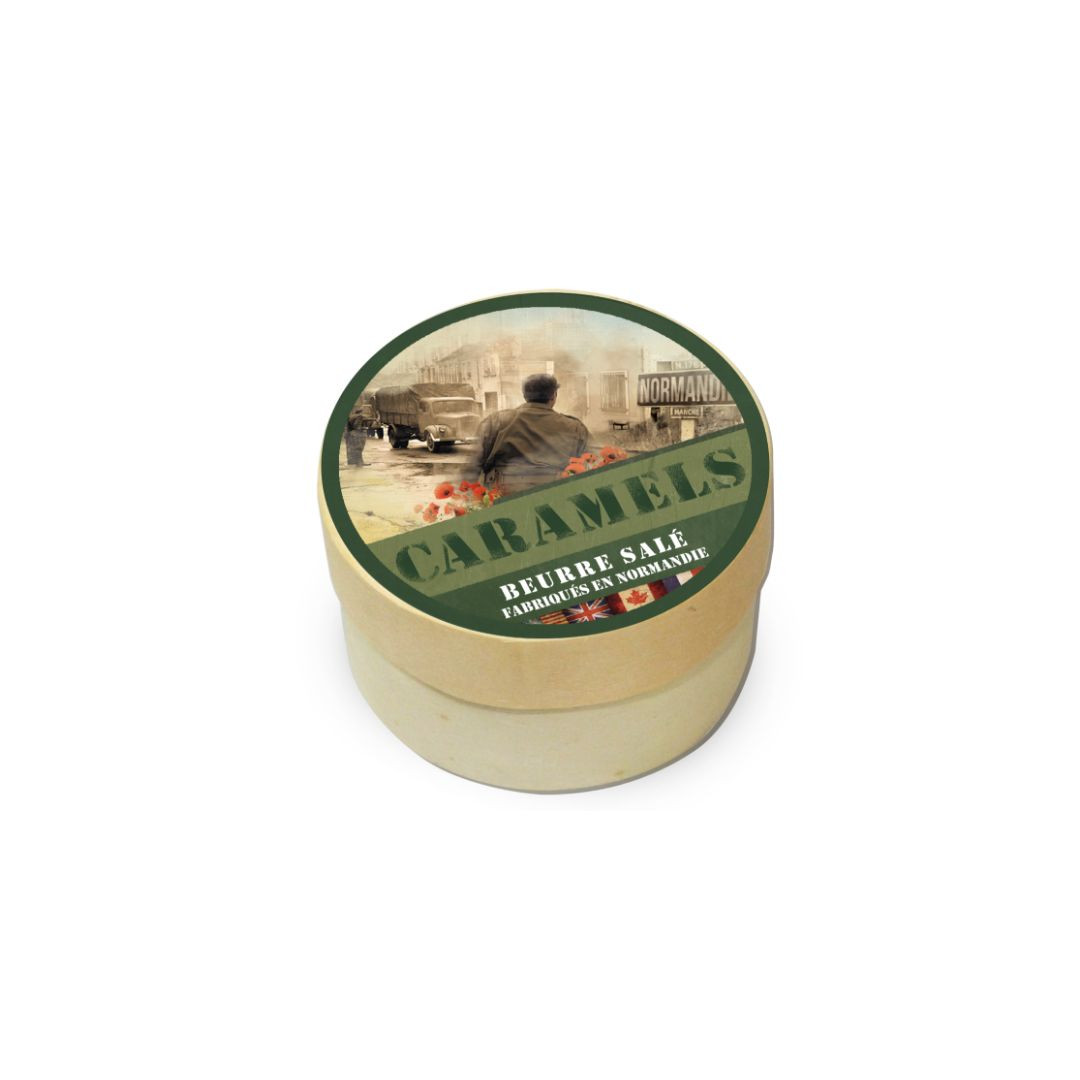 Achat Boîte ronde en bois D-DAY remember caramels au beurre fabriqués en Normandie en ligne 1 