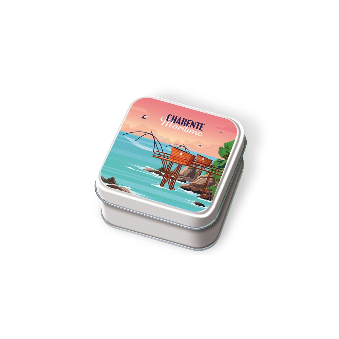 Achat Boïte savon impression carrelet Charente Maritime caramel au beurre salé et à la fleur de sel de l'ile d'Oléron en ligne 1 