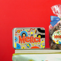 Boîte pastille Merci bonbons caramel à la crème