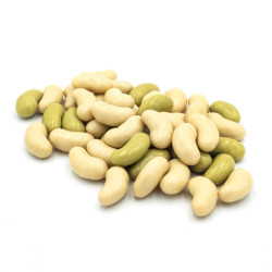 Vrac Mogettes vertes beurre de cacao et nougatine + étiquette frères mogettes