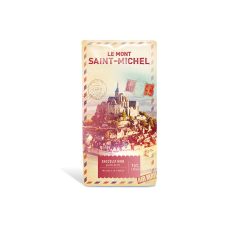 Tablette Mont-Saint-Michel carte postale chocolat noir pointe de sel 70% de cacao