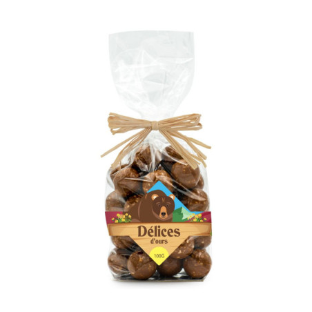 Sachet délices des ours, billes croustillantes chocolat lait crêpes dentelles