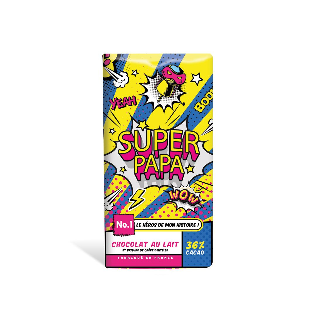 Achat Tablette Super Papa chocolat lait crêpe dentelle en ligne 1 