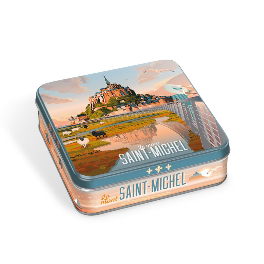 Achat Boîte carrée Mont-Saint-Michel coucher de soleil sablés normands en ligne 1 