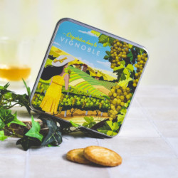 Boîte carrée dégustation dans le vignoble galettes pur beurre à la fleur de sel