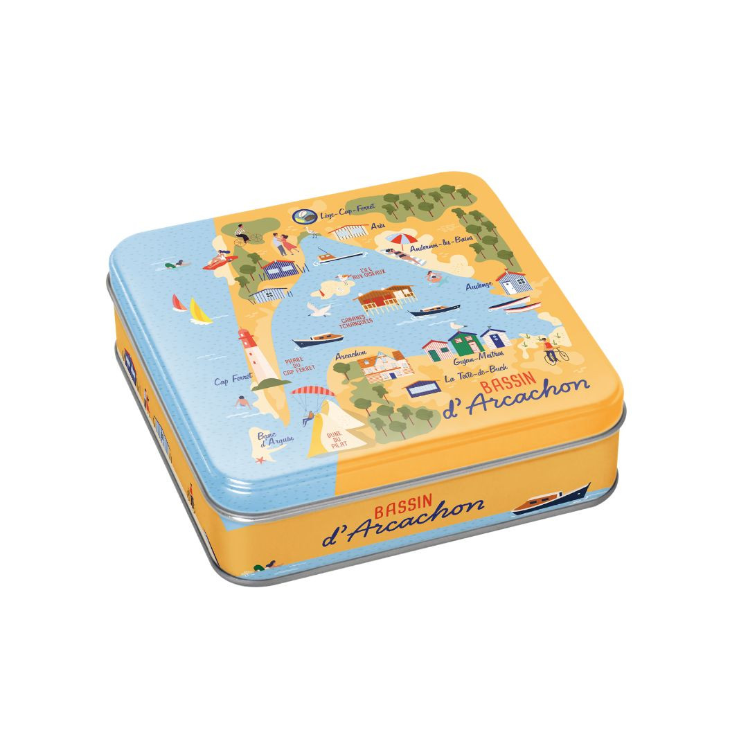 Achat Boîte carrée carte bassin d'Arcachon galettes charentaises en ligne 1 