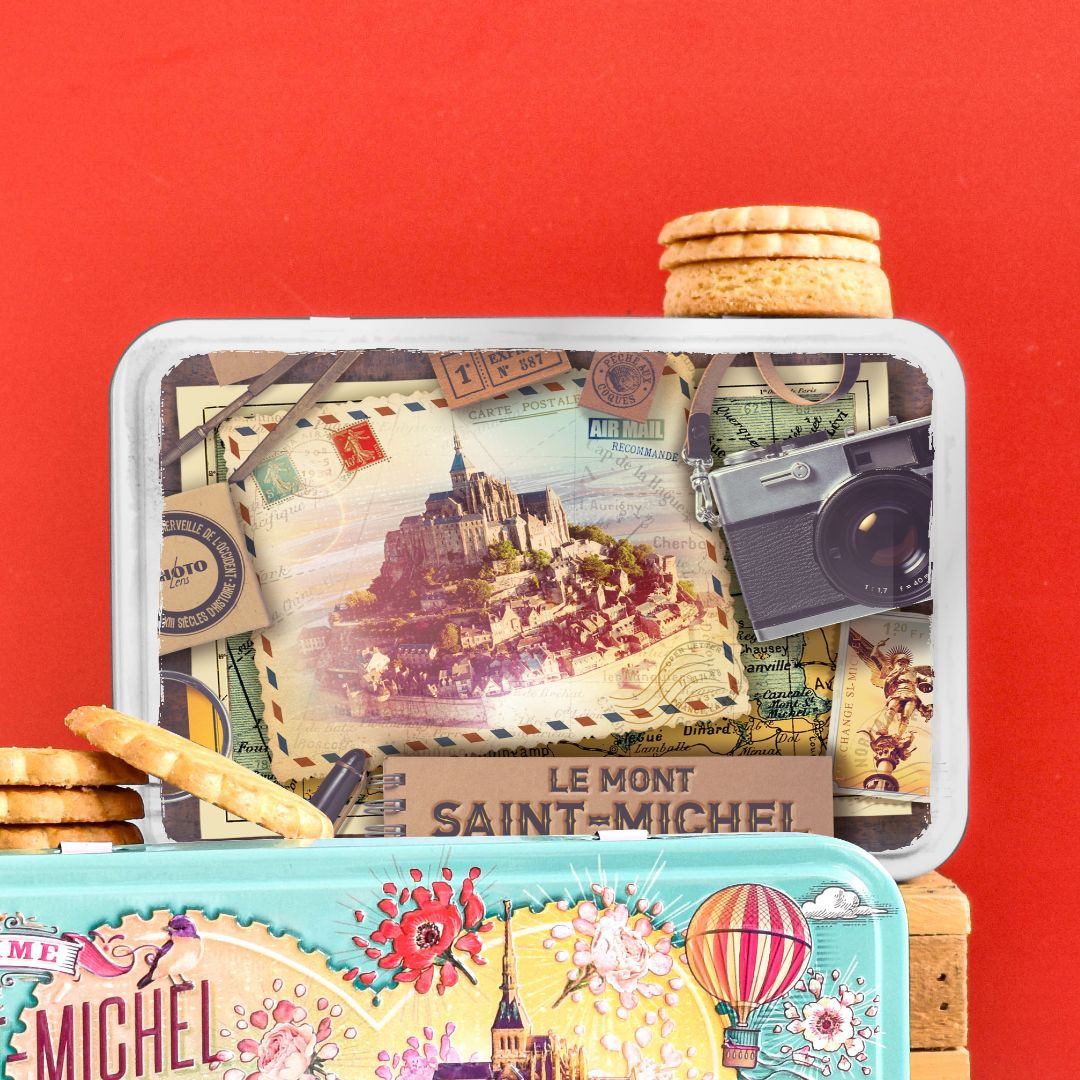 Achat Boîte sucrette Mont-Saint-Michel carte postale grands sablés normands en ligne 3 