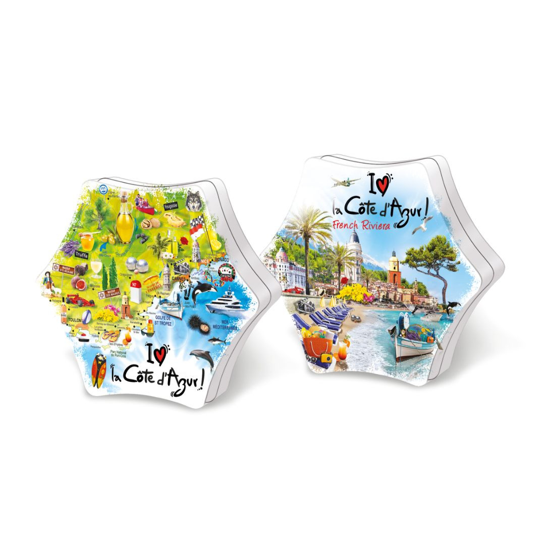 Achat Boîte Hexagonale J'aime la Côte d'Azur sablés pur beurre en ligne 1 