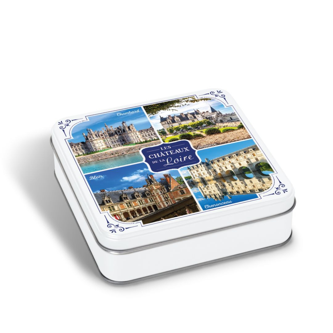 Achat Boîte carrée galettes pur beurre à la fleur de sel les châteaux de la Loire 4 vues en ligne 1 