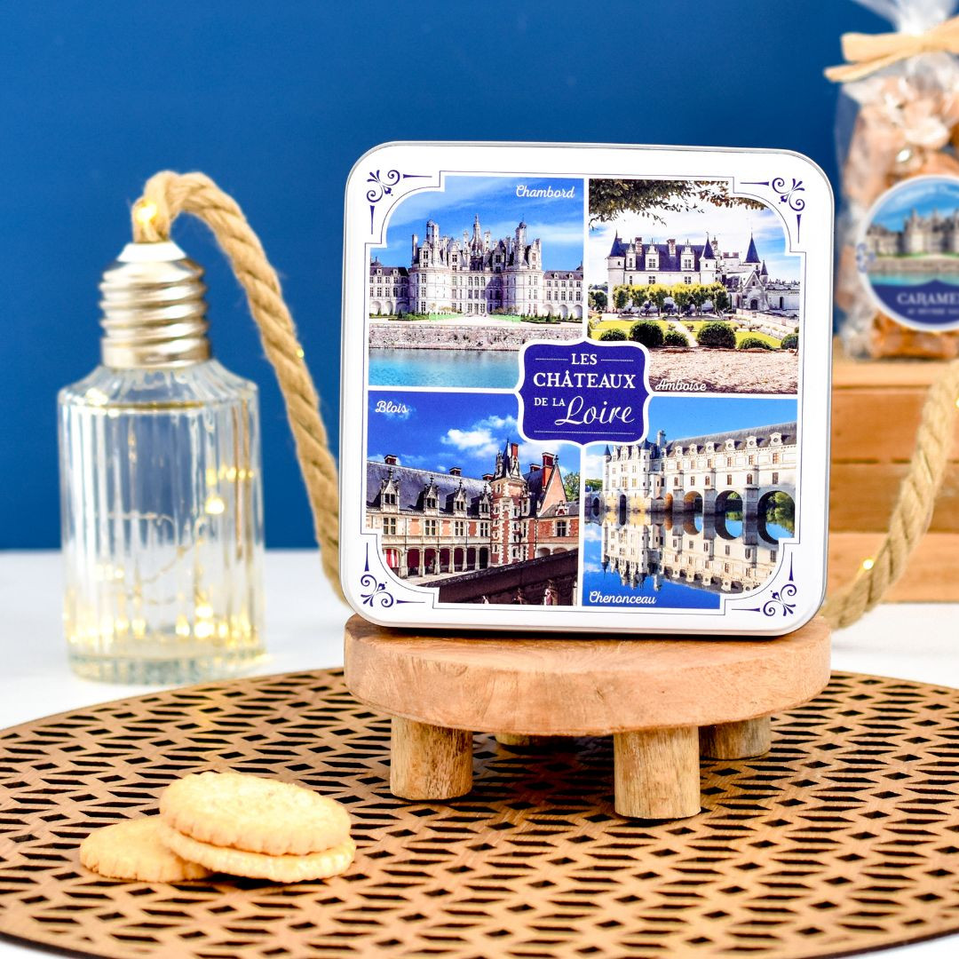 Achat Boîte carrée galettes pur beurre à la fleur de sel les châteaux de la Loire 4 vues en ligne 3 