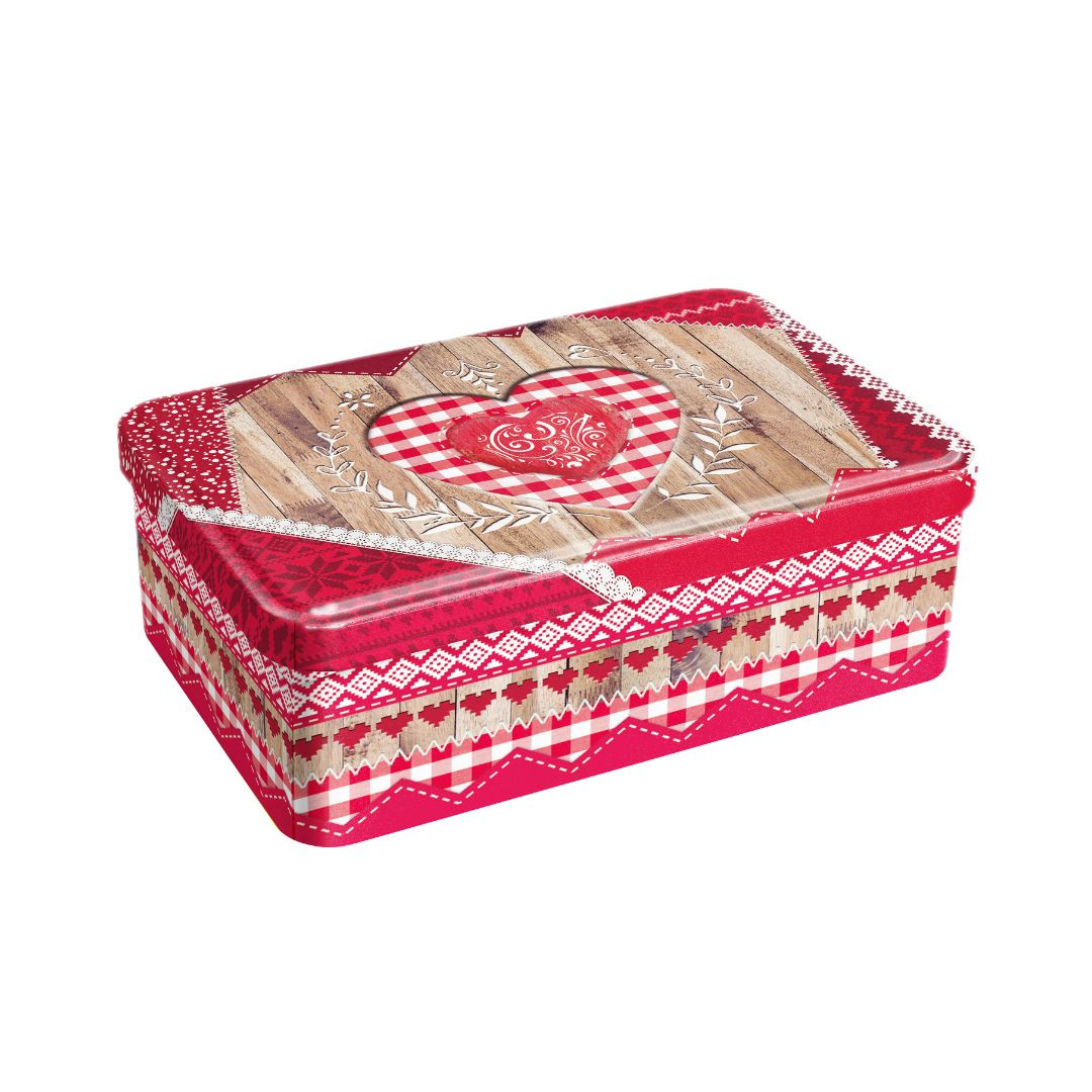 Achat Boîte sucre coeur patchwork cœur rouge assortiment palets et galettes en ligne 1 