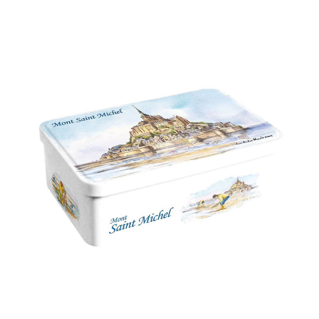 Achat Boîte sucre Mont-Saint-Michel aquarelle assortiment palet et galettes en ligne 1 
