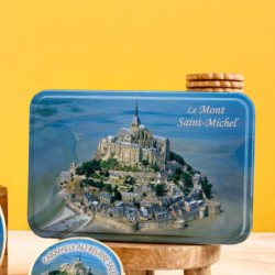 Boîte sucre Mont-Saint-Michel photo aérienne sablés normands