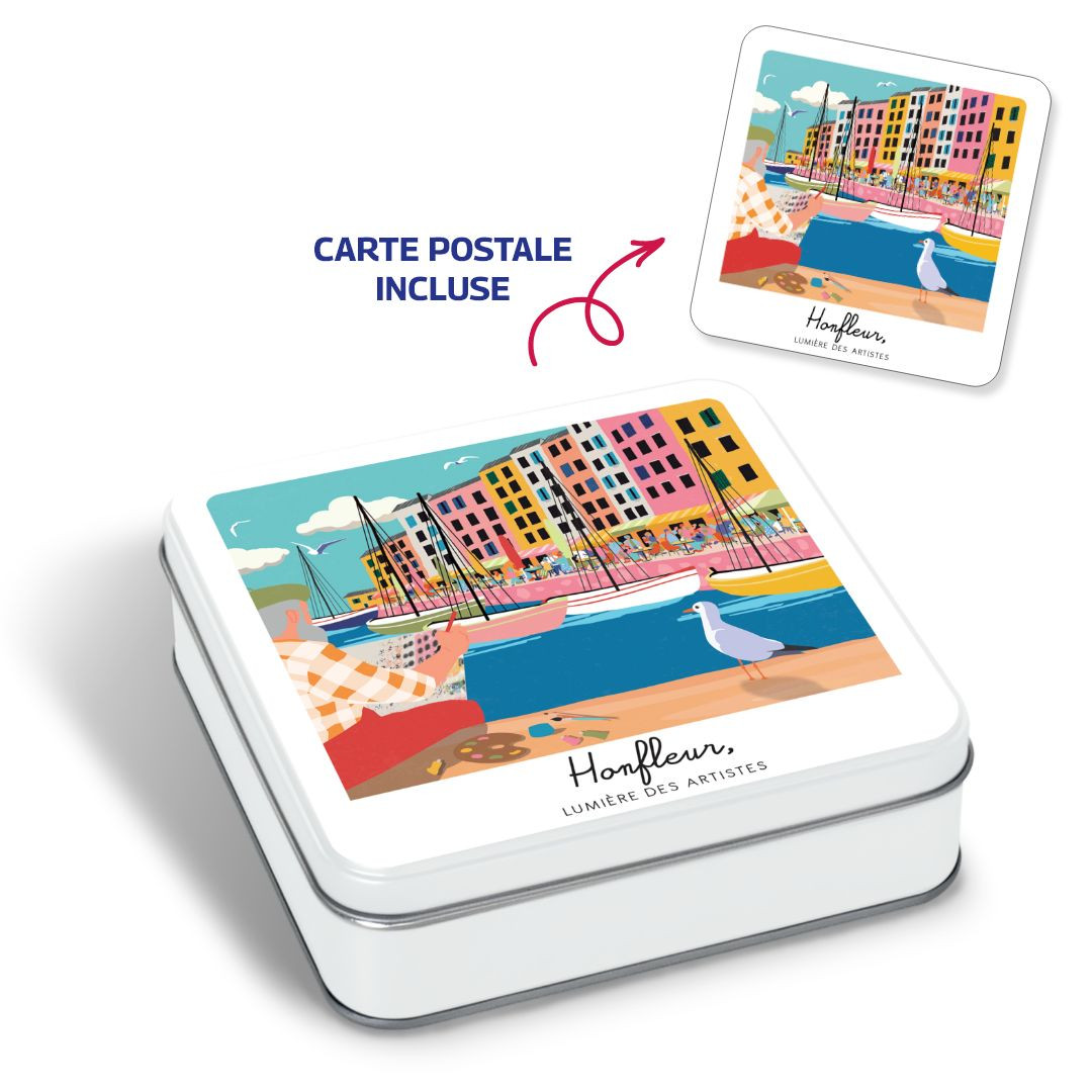 Achat Boîte carrée impression polaroid Honfleur et sa carte postale sablés normands en ligne 1 