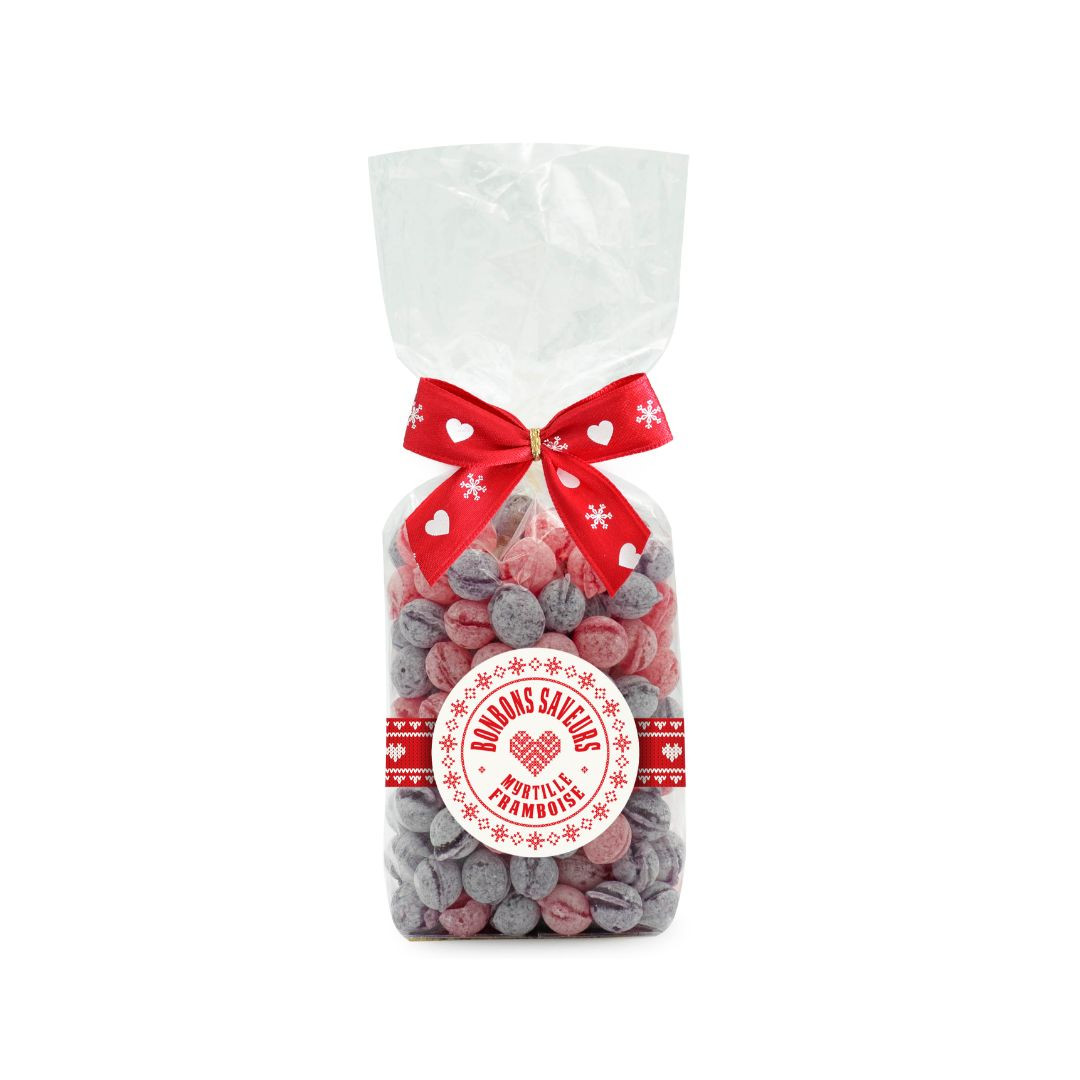 Achat Sachet collection cœur rouge bonbons sucre cuit myrtille et framboise en ligne 1 