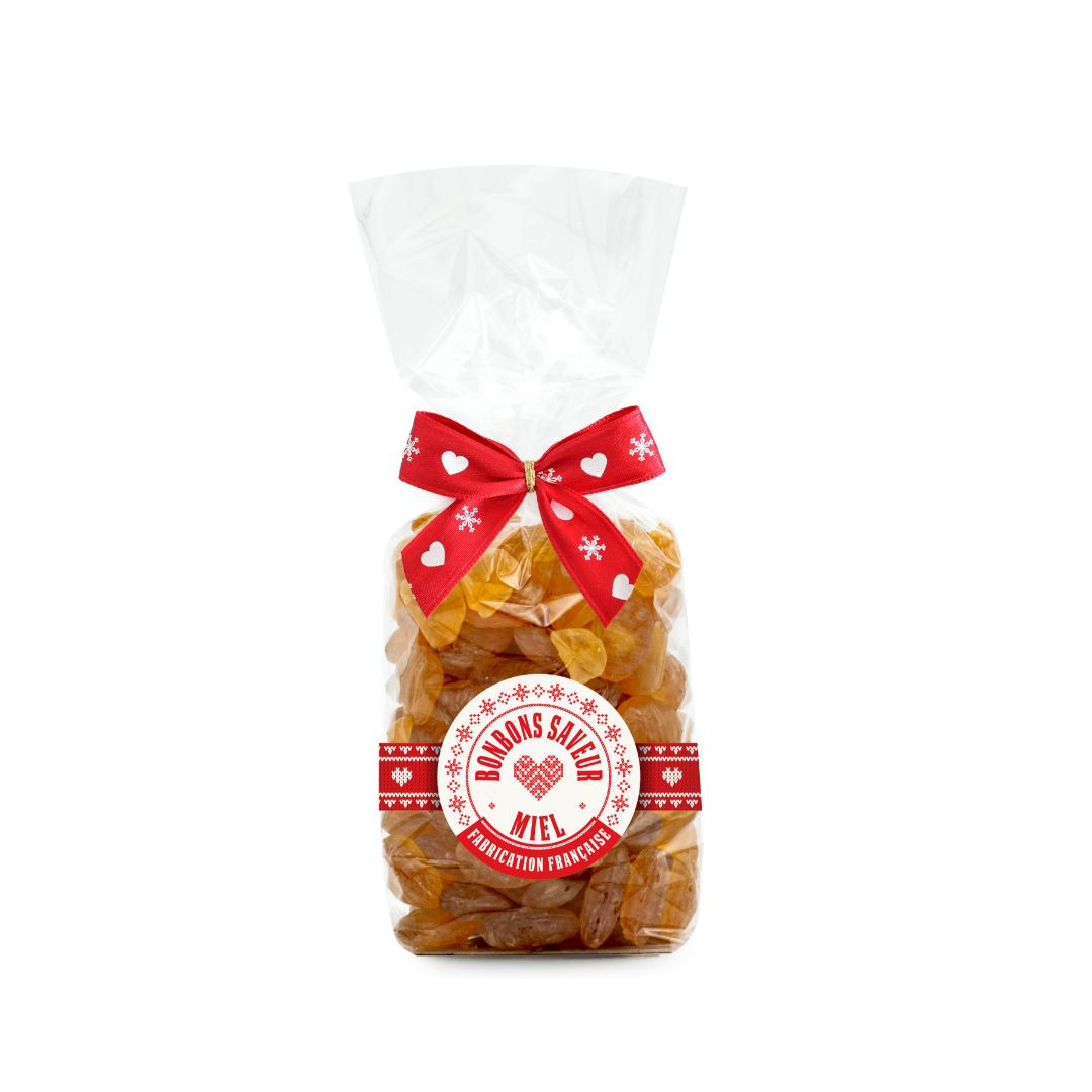 Achat Sachet collection cœur rouge bonbons sucre cuit au miel d'abeille en ligne 1 
