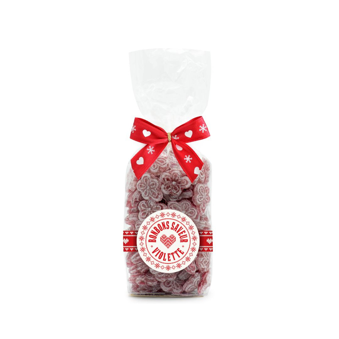 Achat Sachet collection cœur rouge bonbons sucre cuit à la violette en ligne 1 