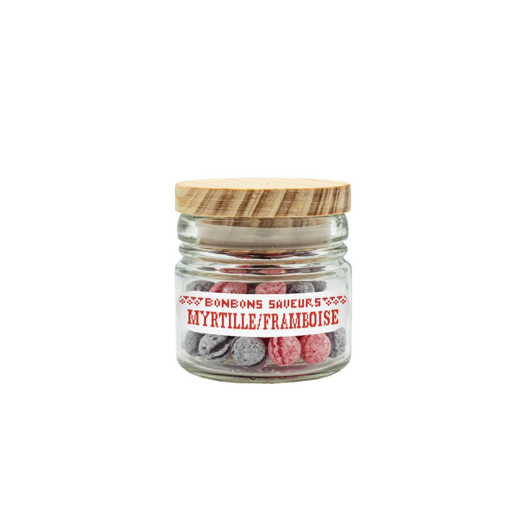 Achat Bocal bouchon bois collection cœur rouge bonbons sucre cuit myrtille et framboise en ligne 1 