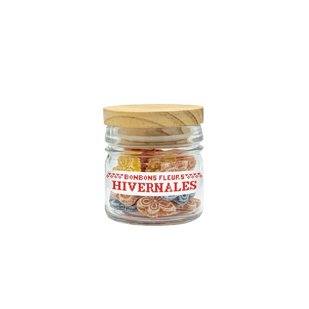 Achat Bocal bouchon bois collection cœur rouge bonbons sucre cuit aux fleurs hivernales en ligne 1 