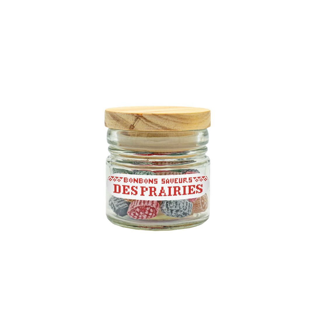 Achat Bocal bouchon bois collection cœur rouge bonbons sucre cuit aux saveurs des prairies en ligne 1 