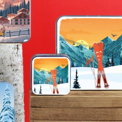 Boîte savon rétro ski sucres cuits myrtilles framboises