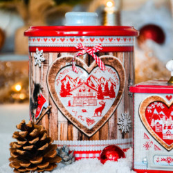 Boîte à biscuits collection cœur rouge sablés au beurre des Alpes .