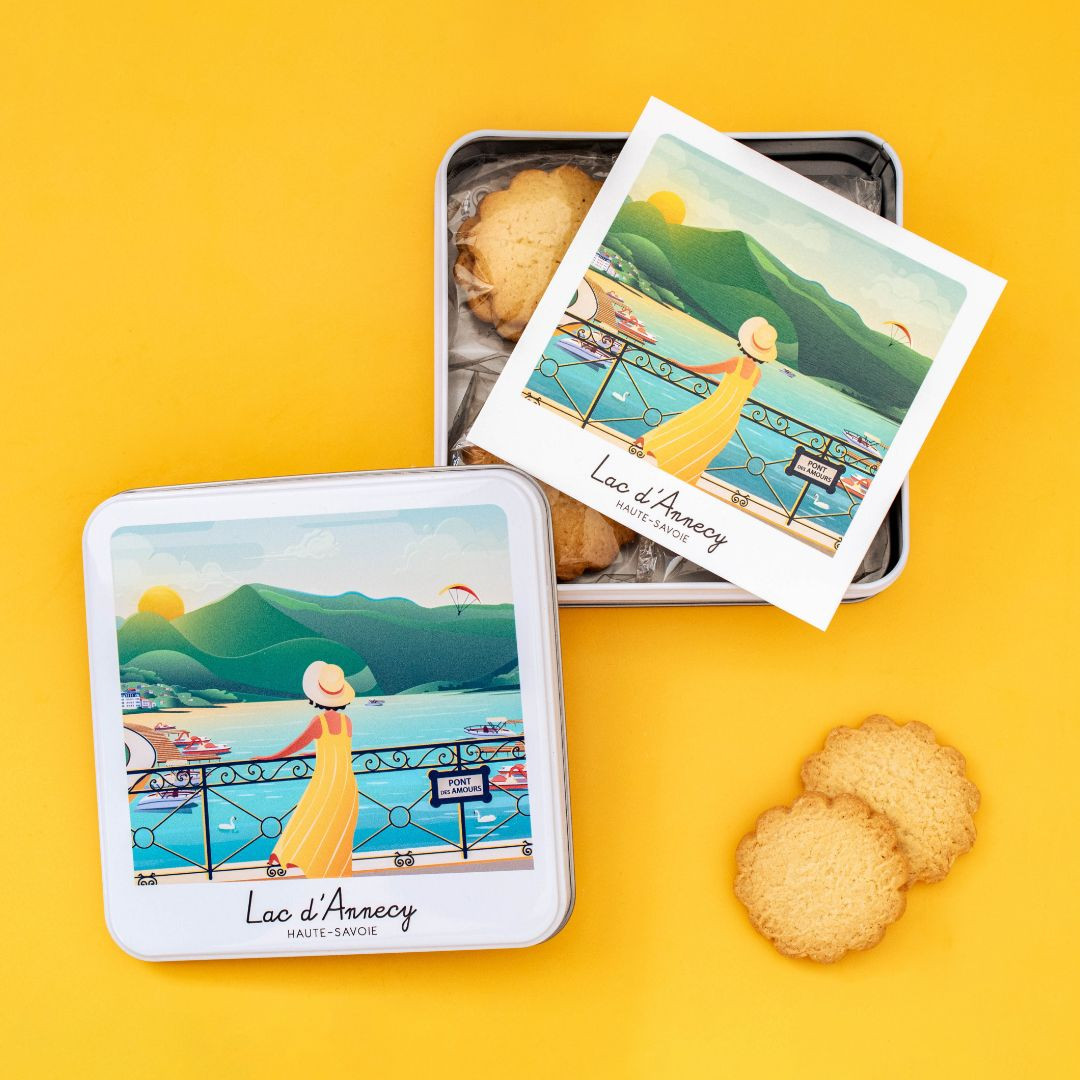 Achat Boîte carrée polaroid collection Annecy sablés au beurre des Alpes & carte postale en ligne 1 
